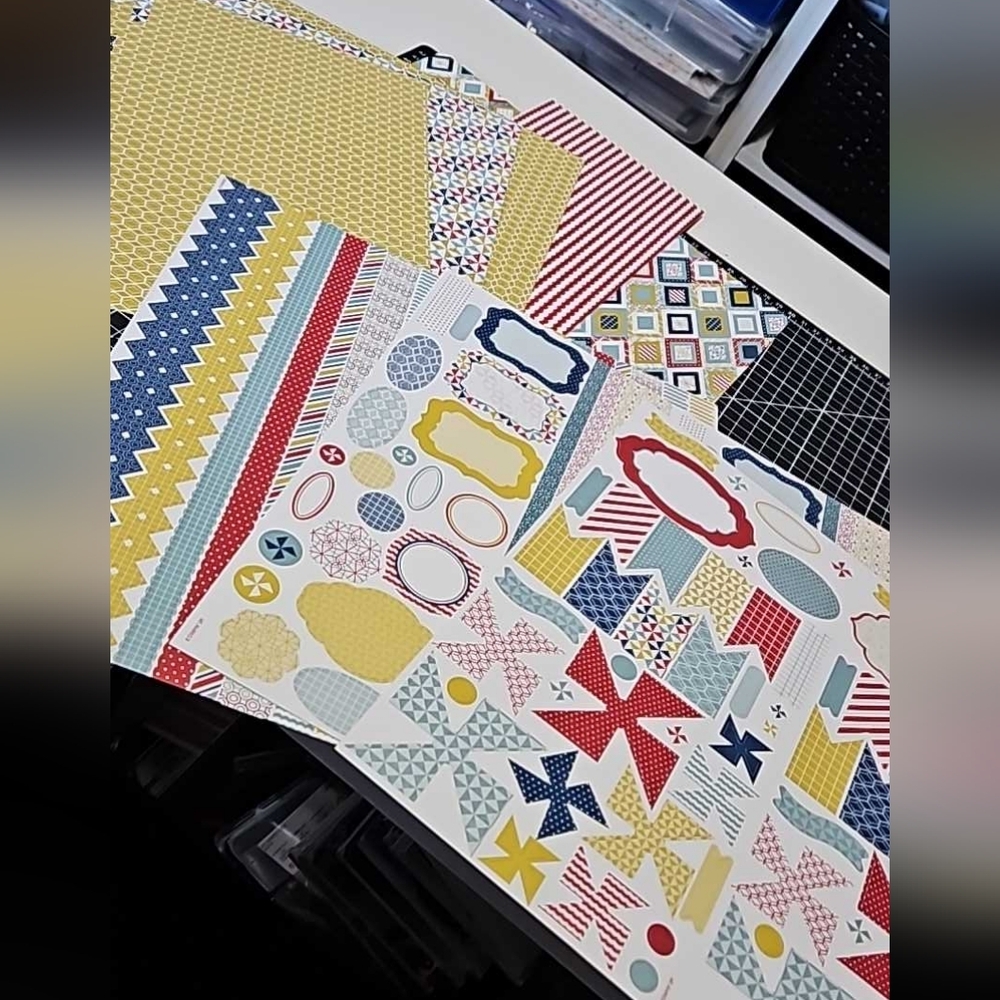 Colorful Stampin Up Scrapbook Paper and coordinating sticker  Set